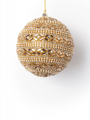 Золотой шар из страз и кристаллов 10 см