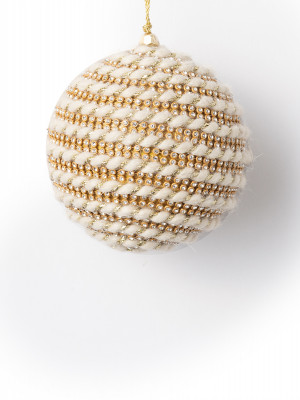 Кремово-золотистый полосатый шар 10 см