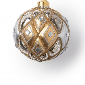Стеклянный шар серебряно- золотого цвета 10 см
