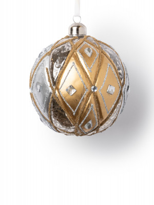 Стеклянный шар серебряно- золотого цвета 10 см