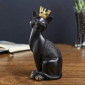 Сувенир "Чёрная кошка в золотой короне"