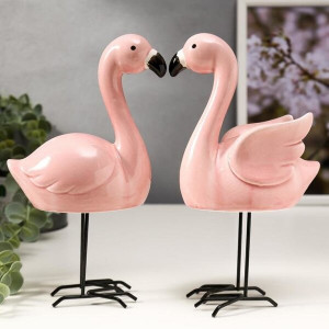 Сувенир керамика "Розовые фламинго"