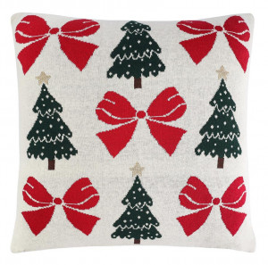 Подушка вязаная с новогодним рисунком Christmas Bows из коллекции New Year Essential, 45x45 см