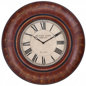 Cooper Classics Noelle Round Clock in Distressed Auburn - 4871 - Clocks - Decorative Accents - Decor