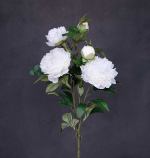 Ветка пион шелк 86см белый